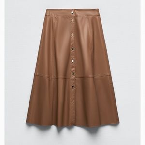 Zara faux leather midi skirt